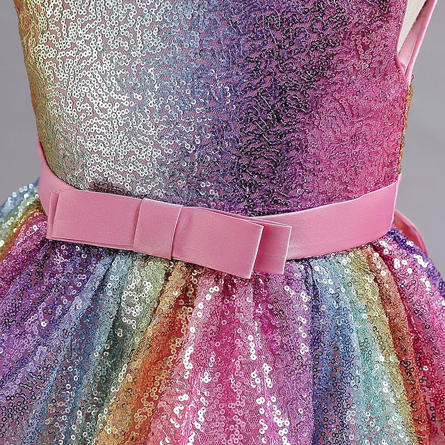 Party colour Kids Wedding Sequin Dress Girls' Sleeveless