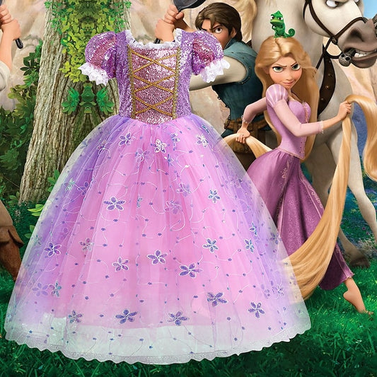 Girl Flower Dress Cosplay Princess Cloak Rapunzel