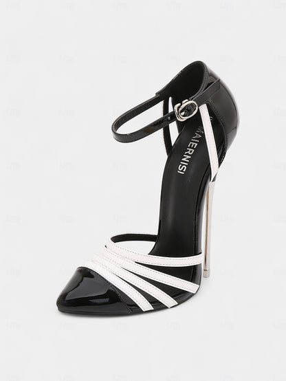 Red Women's Black - and Leather Stiletto Patent Heels