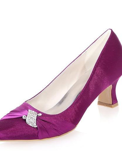 with Heels Blue Bow Rhinestone Royal Kitten Satin Women's