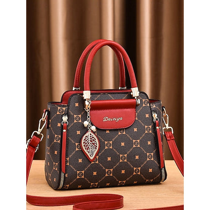 Women's Elegant Accents Leather Faux and Red Handbag with