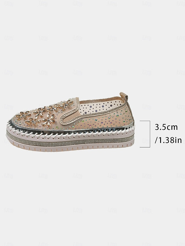 Sneakers Slip-On Rhinestone Mesh Embellished Women's with