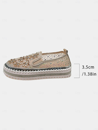 Sneakers Slip-On Rhinestone Mesh Embellished Women's with