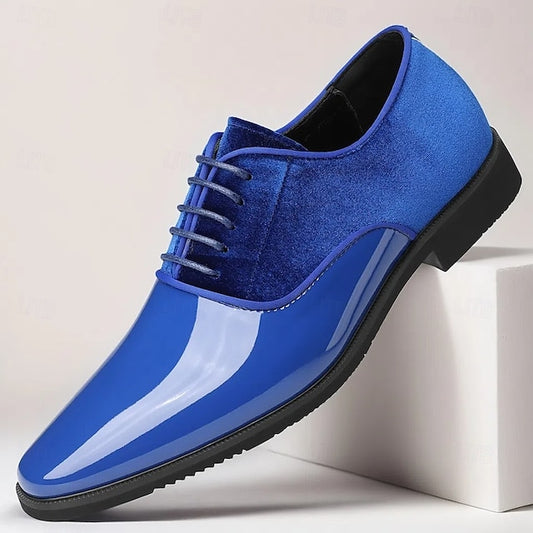 Shoes Velvet with Men's White Blue and Finish Glossy
