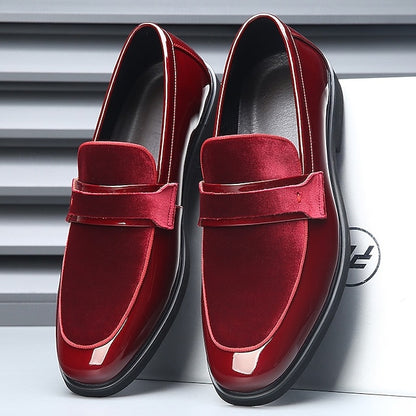 Velvet Men's – with Sleek Leather Loafers Faux Red Design