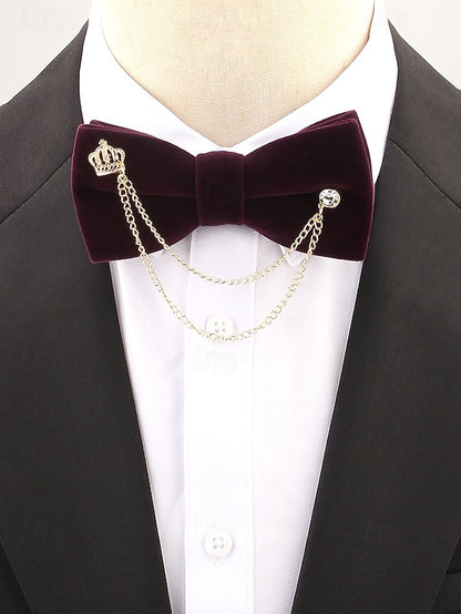 Detail Bow Crown Chain and with – Tie Men's Velvet