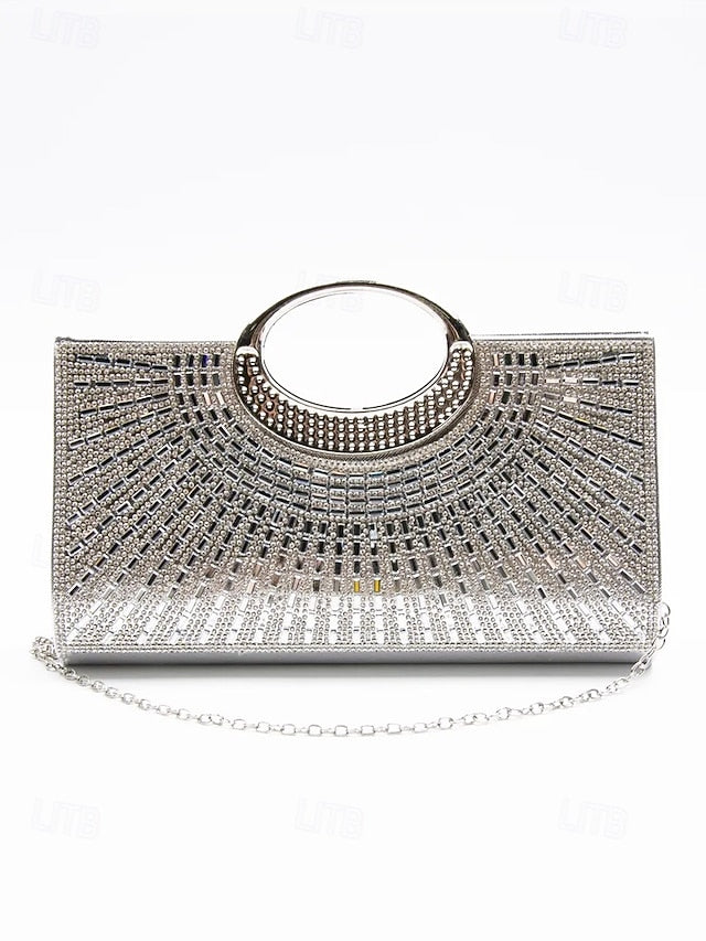 Clutch Gold Evening Round Handle Glamorous with Crystal –
