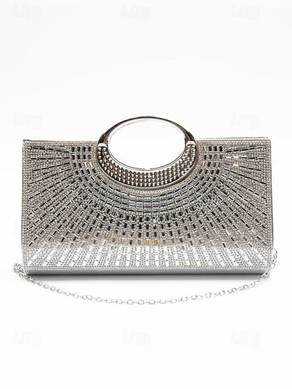 Clutch Gold Evening Round Handle Glamorous with Crystal –