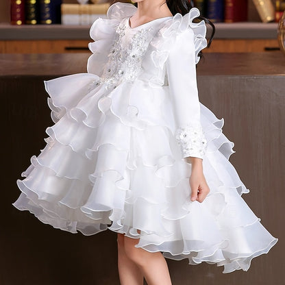 Kids Special Flower Sleeve Party Girls' Dress Wedding Long