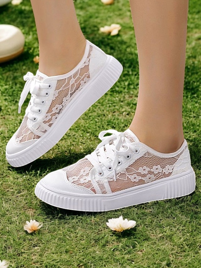 Lace Bridal Wedding Floral Shoes – for Women Sneakers Casual