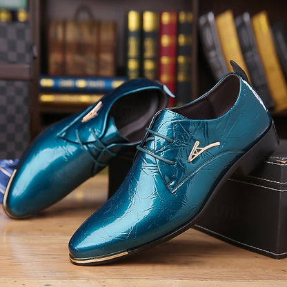 Shoes Men's Purple Bold Patent Shiny Lace-Up