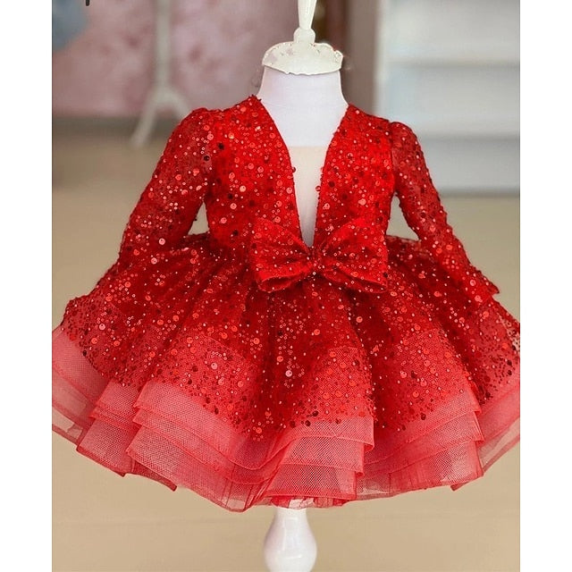 Girl Flower Long Girls' Dress Sequin Party Kids