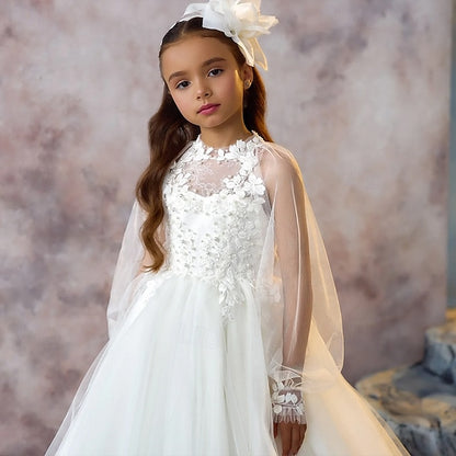 Party Dress Girls' First Solid Kids Communion Color
