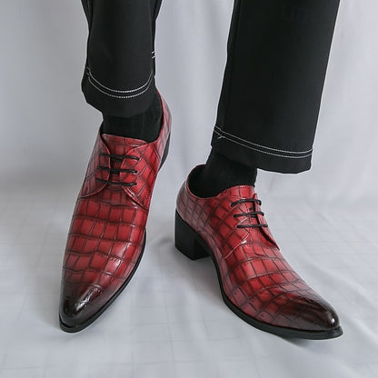 Pattern Faux Crocodile – Men's Red Shoes Leather