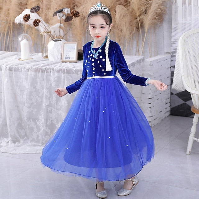 Dress Girl Flower Princess Party Frozen Theme Fairytale Elsa