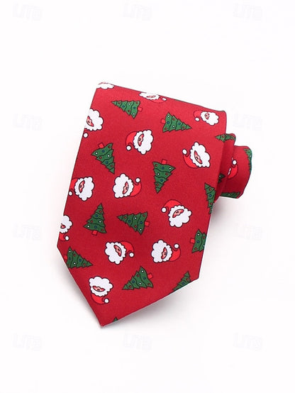 Tie Fun Christmas Men's and Polyester Silk Tree Santa –