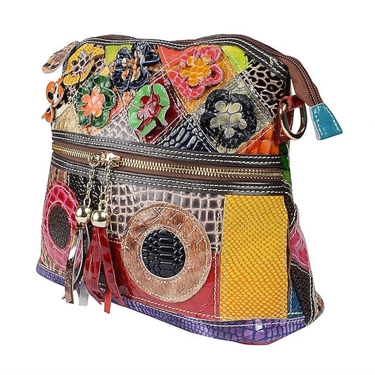 Shoulder Bohemian - Women's Bag Patchwork Leather Colorful