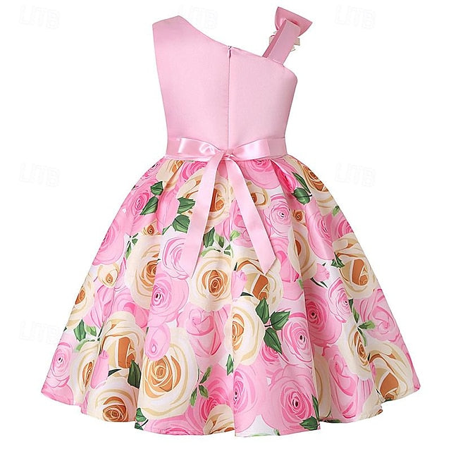 Dress 3D Girls' Sleeveless Easter Summer Party Flower
