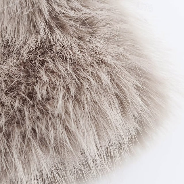 Coat Comfortable Faux Pocket Women's Warm Buttons Fur