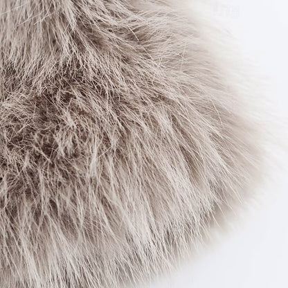 Coat Comfortable Faux Pocket Women's Warm Buttons Fur