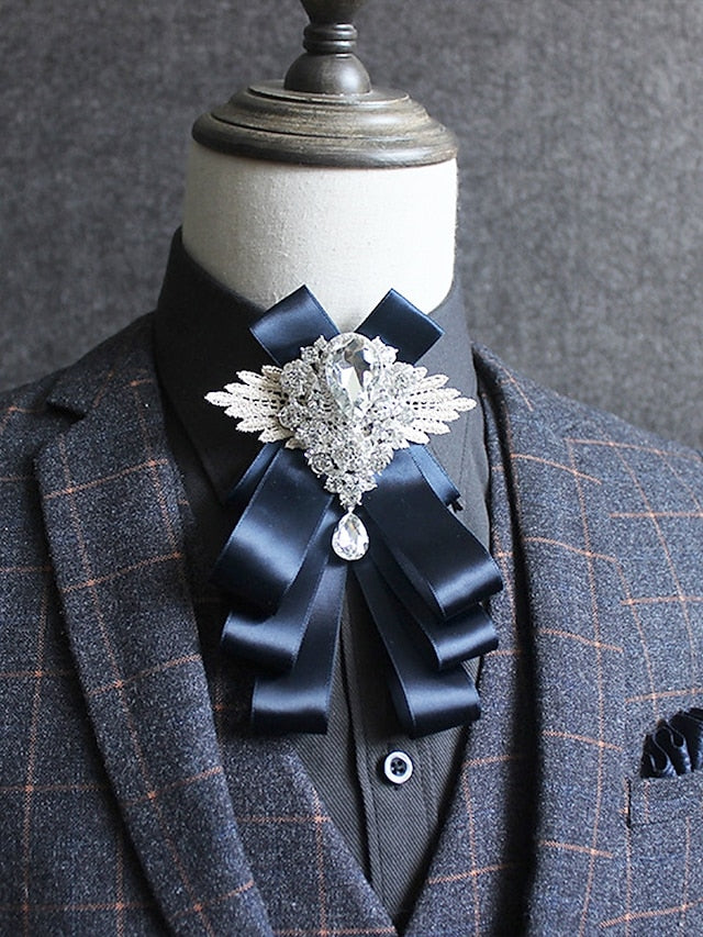 Bow Ribbon Luxury - Pin Crystal Elegant Brooch Tie Men's