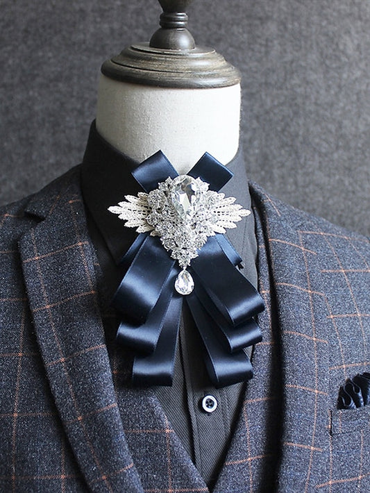 Bow Ribbon Luxury - Pin Crystal Elegant Brooch Tie Men's