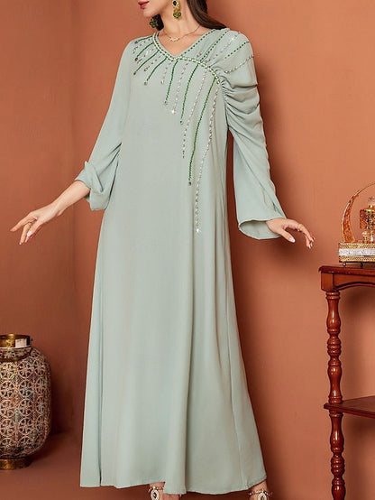 Dress Length Elegant Bride V Floor Neck Mother A-Line the of