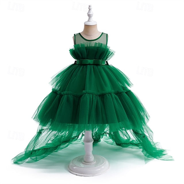 Kids Sleeveless Color Solid Party Girls' Dress Performance