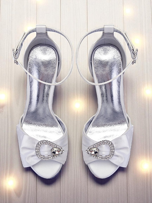 Women's Satin High Heel Purple with Rhinestone Sandals