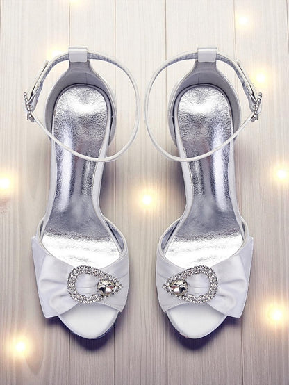 Women's Satin High Heel Purple with Rhinestone Sandals