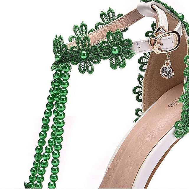 Bridal Lace Shoes Wedding Women's High Pointed Heel