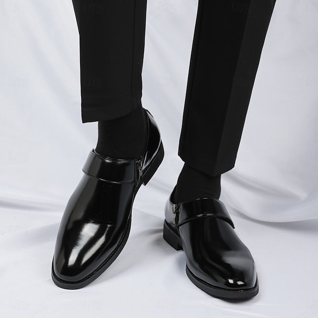 Leather Loafers Shoes Brown Slip-On Business Men's