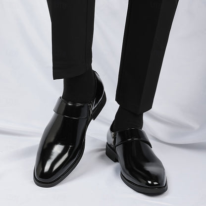 Leather Loafers Shoes Brown Slip-On Business Men's