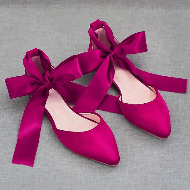 Flats Ribbon Tie Comfortable Satin – Women's Ballet