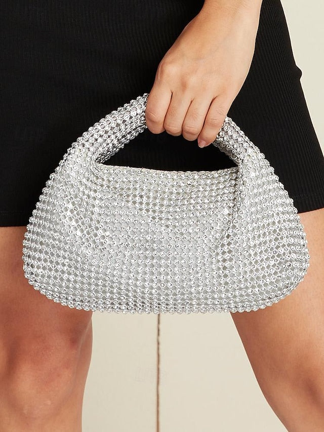 Silver Sparkling Handbag Women's Evening – Rhinestone