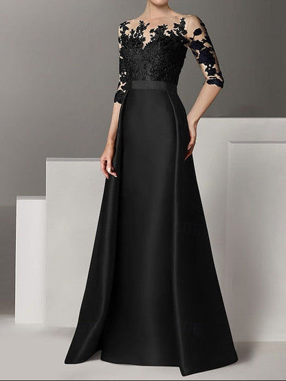 / A-Line Brush Gown Evening Elegant Wedding Sweep Dress Guest