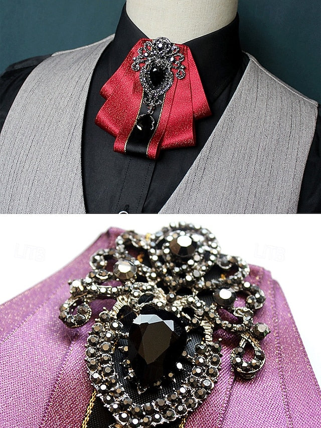 Men's - Satin Diamond-Accent Bow Tie Christmas Elegant