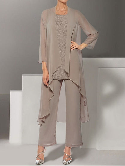 Dress 3 the Piece of Elegant Beach Pantsuit Wedding Bride Mother