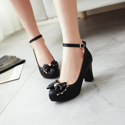 Shoes Pumps Toe White – Heel Girls' Round Block