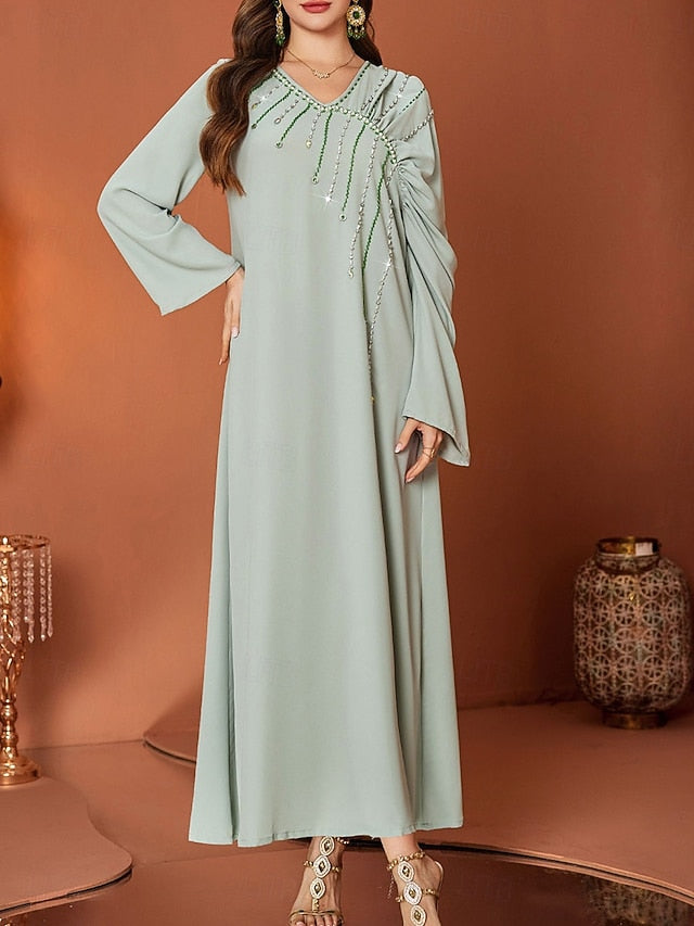 Dress Length Elegant Bride V Floor Neck Mother A-Line the of