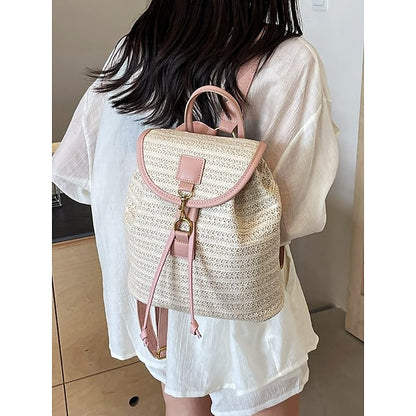 Straw Rattan Women with Bag Woven – Boho for Backpack Travel