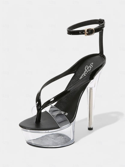 Sexy – Platform Nightclub Sandals Lavender Heel Clear