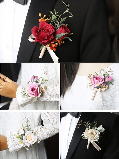 Wrist – Wedding Boutonniere Corsage Artificial Elegant and