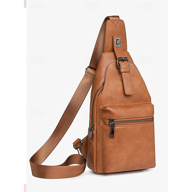 with Sling Faux Brown Bag Women's Leather Crossbody