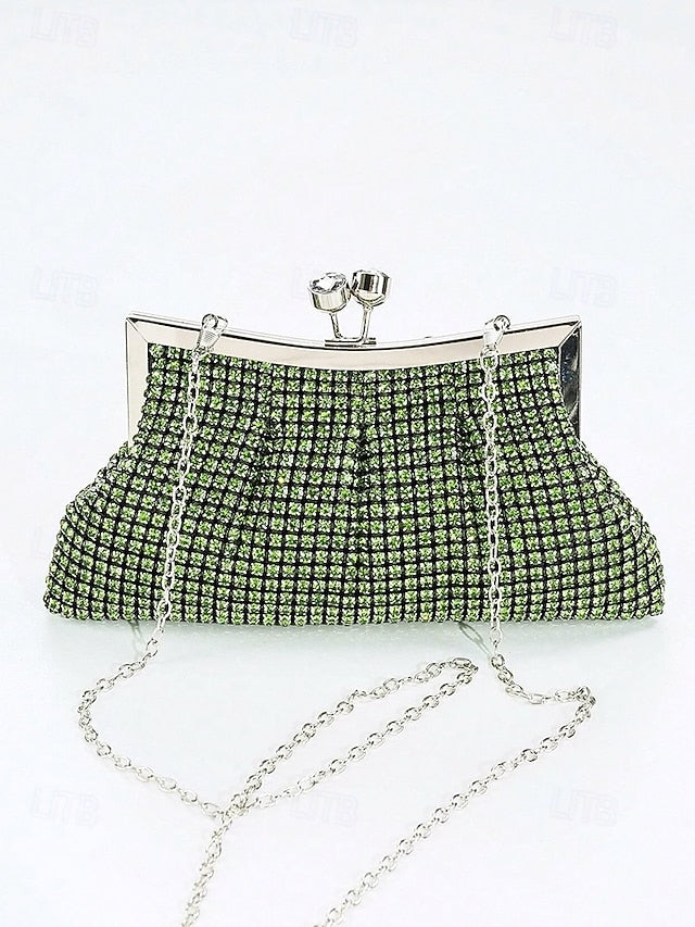 Rhinestone Green Clutch Sage Women's Purse Vintage –