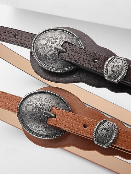 with Women's Vintage Waist Belt Western Leather Faux Carved