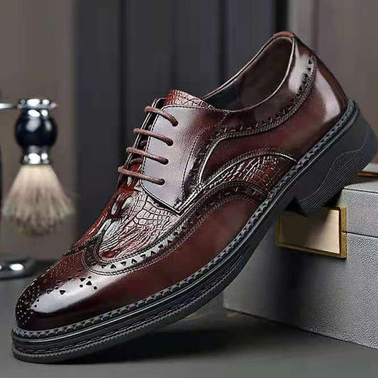 Brogue Shoes Oxford Brown - Crocodile Leather Men's