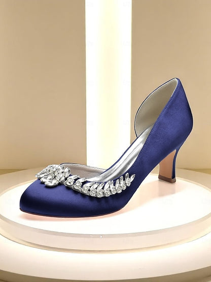 Kitten Round Women's Heels Heel Silver - Satin Low Toe