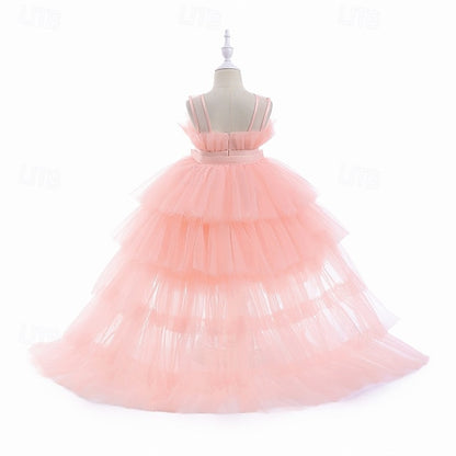 Kids Sleeveless Color Solid Party Girls' Dress Performance