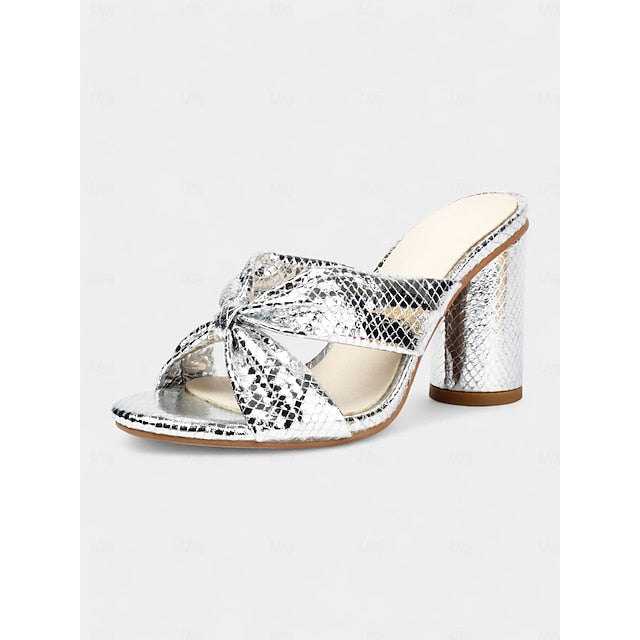 Women's Metallic Bridal Mules Bow with Pink – Design
